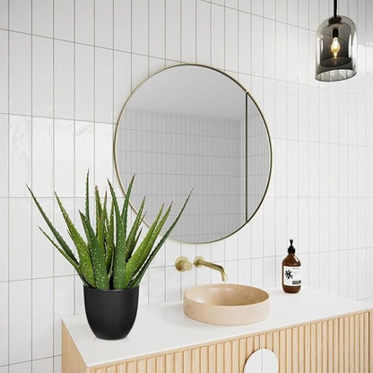 Large Fake Succulent Aloe Vera Plants 16.5 Inch Artificial Succulents with Black Pot Faux Aloe Potted Plant for Desk Modern Home Office Bedroom Living Room Table Shelf Decor