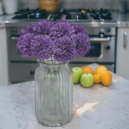 Artificial Flowers Chrysanthemum Ball Flowers Bouquet 10pcs Present for Important People Glorious Moral for Home Office Coffee House Party and Wedding (Purple)