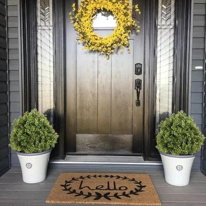 24" Faux Boxwood Plants Outdoor, Artificial Topiary Ball Trees Set of 2, UV Resistant Fake Potted Evergreen Realistic Greenery Bushes Shrubs for Outside Front Porch Planter Patio Indoor Decor 2ft Tall