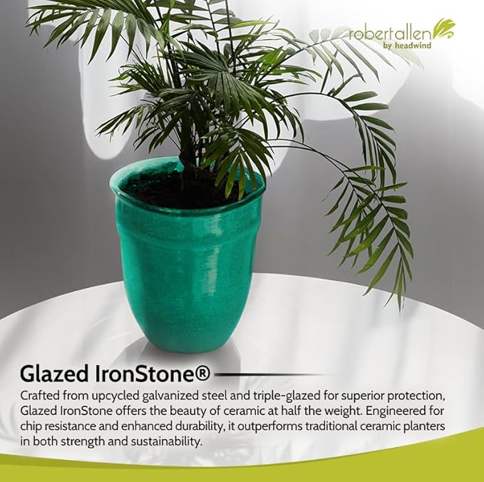 Headwind Glazed Ironstone Boutique Collection Plant Pot Indoor – Mini Venti 5 Inch – Seafoam Color Flower Pots for Indoor Plants - Glazed Pots for Plants by Robert Allen