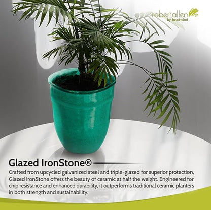 Headwind Glazed Ironstone Boutique Collection Plant Pot Indoor – Mini Venti 5 Inch – Seafoam Color Flower Pots for Indoor Plants - Glazed Pots for Plants by Robert Allen