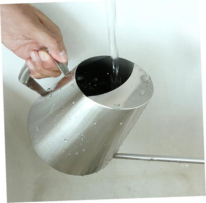 Lurrose Modern Stainless Steel Watering Can with Long Spout Ergonomic Handle Large Opening Sprinkling Pot for Indoor Outdoor Garden Plants House Flowers
