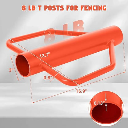 8LB Fence Post Driver with Handles, 3" Diameter t Post Pounder, Heavy Duty Carbon Steel for u Channel, Farm Fencing Wooden Post