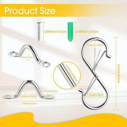 Dual Locking Heavy Duty Ceiling Hooks for Hanging Plants 55LB Max Load Plant Hooks for Hanging Plants Outdoor Indoor, for Bird Feeder, Wind Chimes,Garden Patio Balcony (2, Silver)