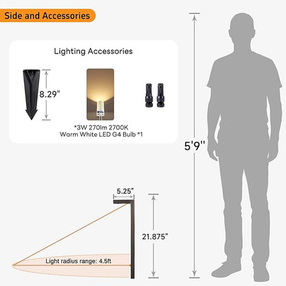 Gardenreet Brass Landscape Path Lights, LED 12V Low Voltage Pathway Lights Wired, Modern Outdoor Garden Lights Waterproof, L Shape Bronze for Patio Lawn with 3W 270LM 2700K G4 Bulb 10 Pack