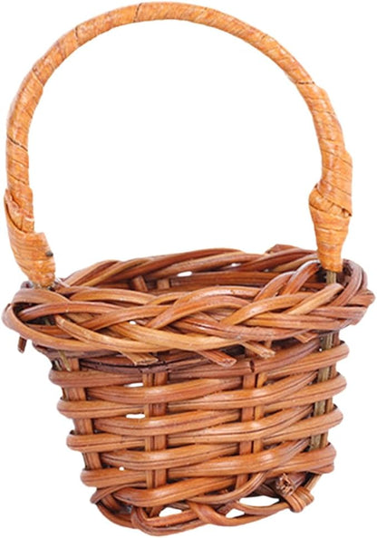 Miniature Rattan Flower Basket Mini Woven Basket Adorn for Dollhouse Decor Versatile Photo Prop Compact for Mini Flowers and Crafts