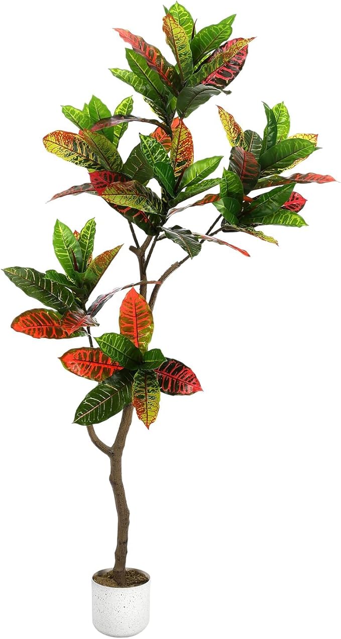 4.9 ft Tall Faux Fiddle Leaf Fig Tree – Lifelike Indoor Fake Fig Tree in Stable Pot, Easy Assembly, Decorative Tree for Home Decor and Office, Tall Artificial Plants
