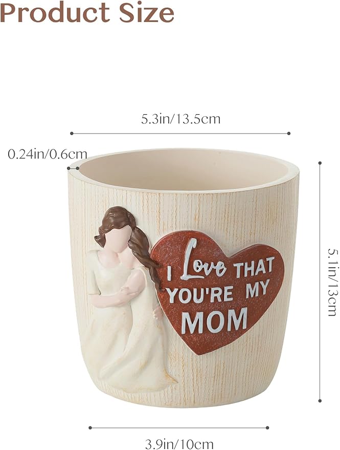 Gardening Gifts for Mom from Daughter: 5.3in Hand-Painted 3D Art Planter - Garden Gifts for Gardening Mom - Meaningful Plant Pot Gifts for Birthday Christmas Mother's Day