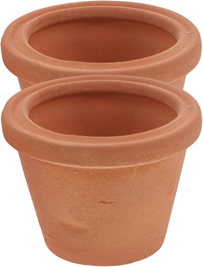 2pcs Mini Red Terracotta Clay Pots Vintage Thumb Planters for Succulents Small Plants Desktop Nursery Craft Decor