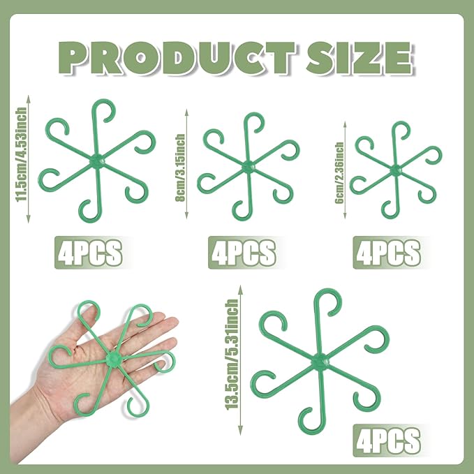 Monstera Plant Support, Plant Stakes for Indoor Plants, 16 Pack Reusable Plant Stabilizer, 4 Size Climbing Houseplant Stem Supports for Potted Vines, Monstera, Flowers