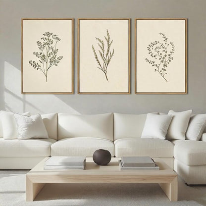 ANHUIB Vintage Floral Wall Art Large Cream Botanical Wall Decor Modern Paintings 16x24 Inch Set of 3 for Living Room Dining Room Bedroom