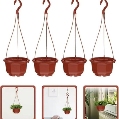 Plastic Plant Pots, 4“ Wall Hanging Flower Pot Hanging Nursery Pots Plastic Orchid Pot for Outdoor Indoor Garden Decor (4PCS)