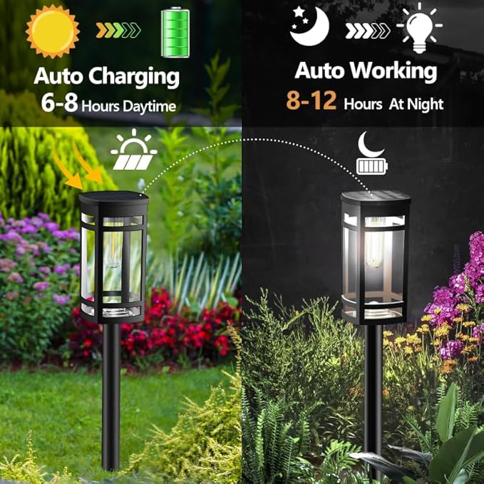 EXCMARK Solar Lights Outdoor Waterproof for Garden Pathway Walkway Driveway Yard Lawn Decorative Landscape Lighting. (Cool White Light, 2)