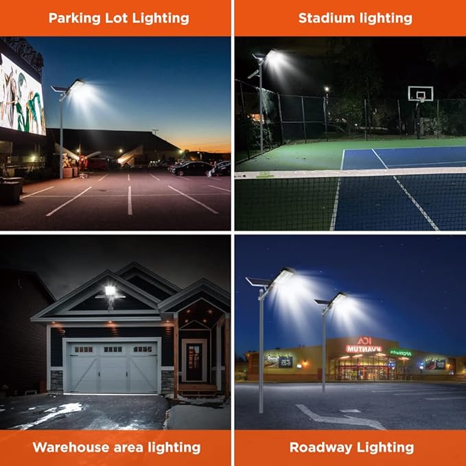 Solar Street Light,Solar Lamp Outdoor Security Led Flood Lights Pole Light Dusk to Dawn Remote Control with Motion Sensor 43000 Lumens for Parking Lot,Stadium,Pathway,Yard,Roadway