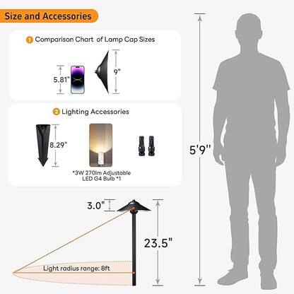 Gardenreet Brass Low Voltage Landscape Lighting - 12V LED Path Light IP65 Waterproof, Pathway Outside Lights for Yard Walkway Garden with 2700K/3000K/4000K Adjustable G4 Bulb (12 Pack)