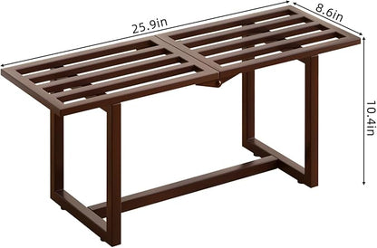 2 Pack Metal Plant Stand Indoor, Outdoor Iron Plant Shelf, Heavy Duty Slatted Display Shelf for Patio Balcony Garden Living Room Load Bearing 330 LB 26" L x 10.4" H x 8.6" W 1 Tier Coffee