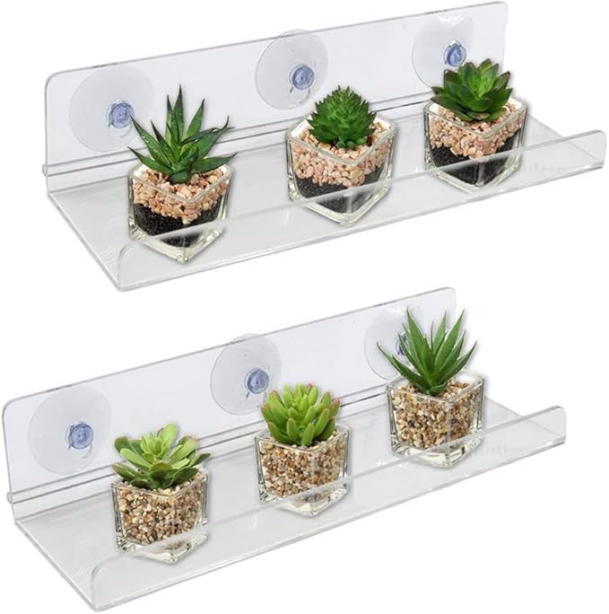 Acrylic Window Shelf Window Box Shelf Ledge Suction Cup Shelf Box (12 INCH)