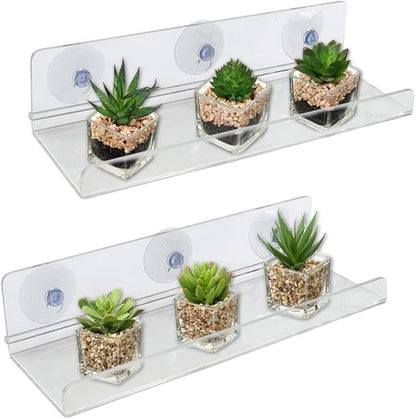 Acrylic Window Shelf Window Box Shelf Ledge Suction Cup Shelf Box (12 INCH)