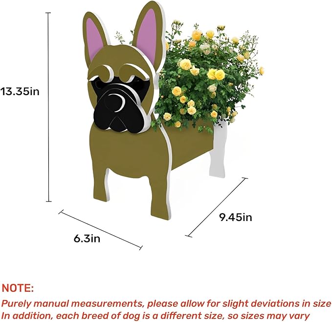 Yellow French Bulldog Dog Planter Plant Pots,Cute Dog Flower Planter,Gifts for Pet Lovers,Unique Animal Plant Pots,Office,Indoor Outdoor Garden Decor(9.45 * 6.3 * 13.35in)