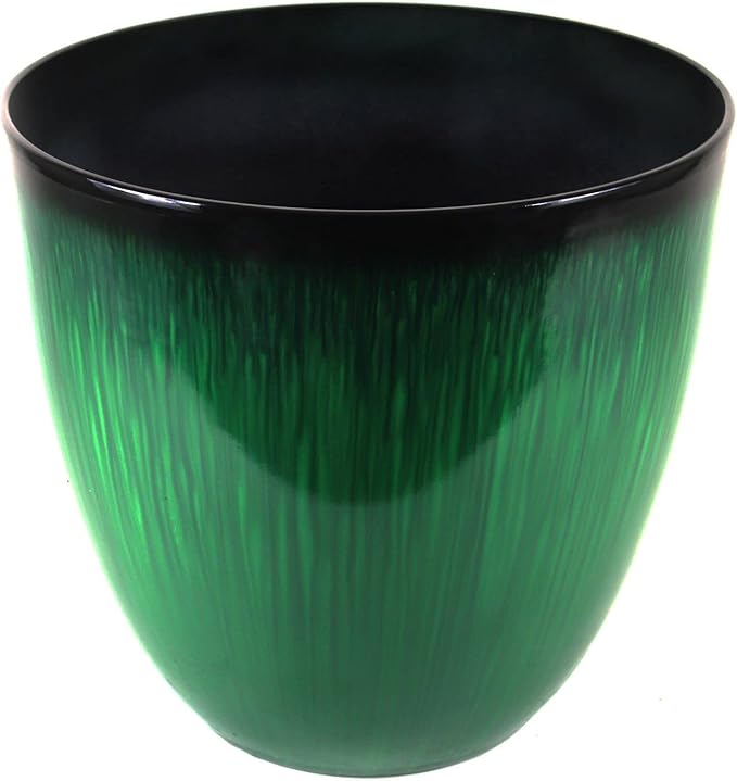 Gardener Select (EPR15-205) Large Egg Shaped Planter - Modern Indoor & Outdoor Decorative Flower Pot/Box (15 Inch, Green Flower)