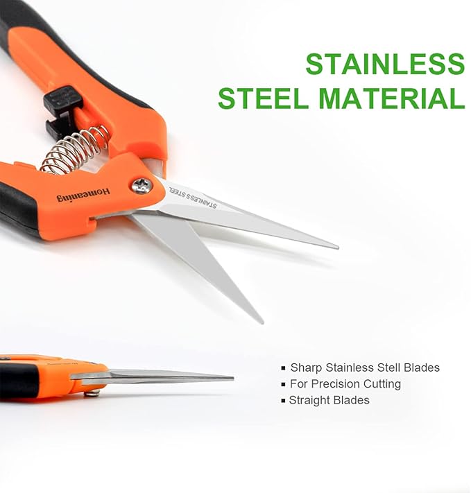 12 Packs Garden Pruning Shears with Straight Blades Trimming Scissors, Gardening Hand Pruning Snips Titanium Coated Precision Bonsai Pruning Shears, Convenient Flower Cutters (Orange)