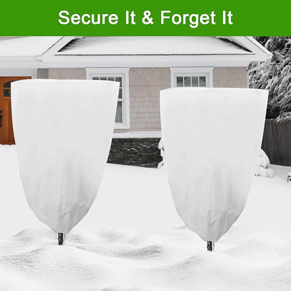 YDSL 3 Pack Plant Covers Freeze Protection, 25"×32" 1.77oz/yd² Plant Frost Covers for Outdoor Plants Shrub Potted Plants Use, Winter Cloth Plant Tree Cover with Drawstring for Cold Weather