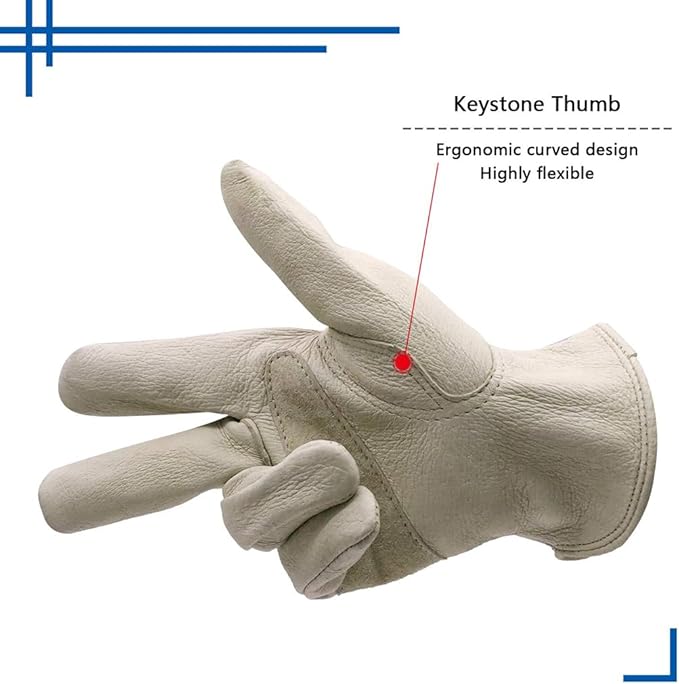 HLDD HANDLANDY 2 Pairs Leather Work Gloves for Men & Women, Reinforced Durable Palm for Welding, Farm, Gardening, Driving