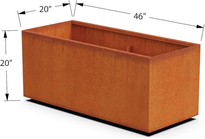 Plantercraft Corten Steel Planters – Large Rectangular Planter for Outdoor Plants, 46x20x20 Inch Extra Large Outdoor Planter Box | Heavy Duty Metal Garden Bed for Patio & Landscape Design