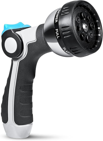 YAMATIC Garden Hose Nozzle, 8 Adjustable Spray Patterns,Heavy Duty Water Hose Nozzle with Thumb Control ON OFF VALVE,Ergonomic Grip for Watering Plants Lawn Washing Cars Cleaning Showering Pets,1 PCS