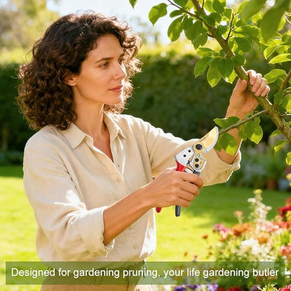 Professional gardening shears, made of SK5 stainless steel material, sturdy and durable, Dual color anti slip handle is easier to use ，and suitable for various tasks such as gardening pruning