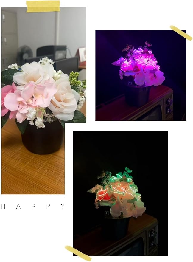 Artificial Floral Arrangement, Rose, Greenery, Fake Flower with RGB Led Light, Home Decor Rose Flower Lamp, Gift for Women, Valentines Day, Birthday, Wedding Anniversary