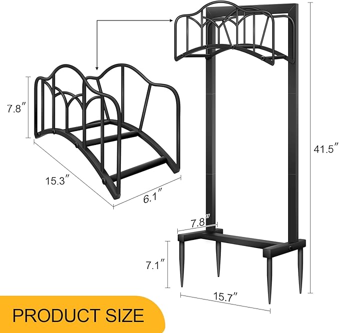 Garden Hose Holder -Upgraded Hose Holder Holds 100-feet Hose,Freestanding Heavy Duty Hose Hanger,Sturdy Hose Stand for Lawn & Yard,Black