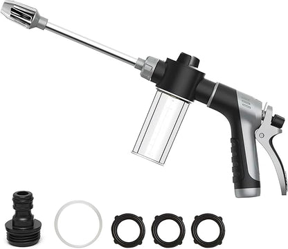 High Pressure Soap Sprayer for Garden Hose, Foam Gun Car Wash Sprayer with 3.5oz/100cc Plastic Soap Dispenser Bottle, Adjustable Nozzle for Gardening, Solar Panel Cleaning, Pet Showering (Grey)