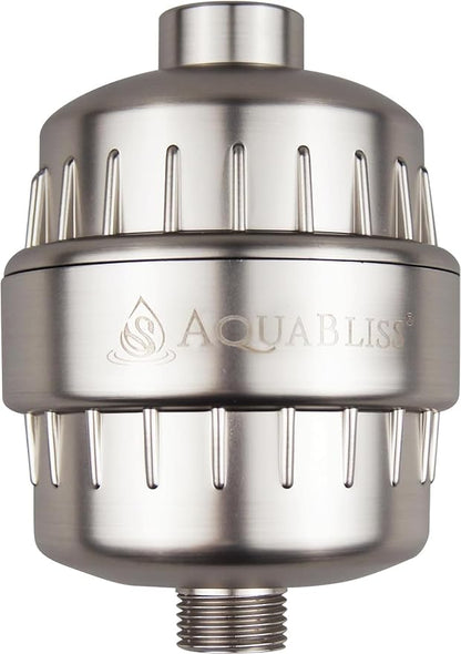 AquaBliss High Output Revitalizing Shower Filter - Reduces Dry Itchy Skin, Dandruff, Eczema, and Dramatically Improves The Condition of Your Skin, Hair and Nails - Brushed Nickel (SF100-BN)