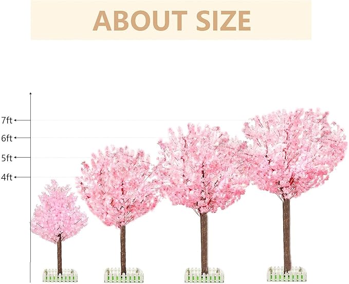 Artificial Cherry Trees Indoor Decor: Handmade Natural Fake Cherry Blossom Pink Tree Outdoor for Party Wedding Christmas