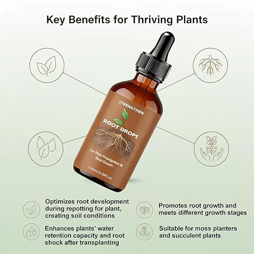 Root Drops,Liquid IBA Rooting Hormone for Cuttings | Propagation Drops for Faster Roots & Less Shock | Works in Water,Soil,LECA | for All Indoor Houseplants Like Pothos,Monstera,Philodendron