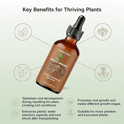 Root Drops,Liquid IBA Rooting Hormone for Cuttings | Propagation Drops for Faster Roots & Less Shock | Works in Water,Soil,LECA | for All Indoor Houseplants Like Pothos,Monstera,Philodendron