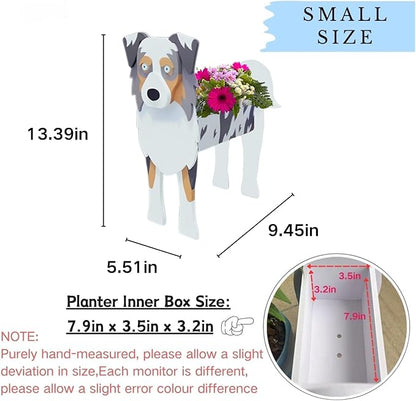 Australian Shepherd Dog Planter,Cute Dog Flower Pot,Gifts for Pet Lovers,Unique Animal Plant Pots,Office,Indoor Outdoor Garden Decor(9.45 * 5.41 * 13.39in)