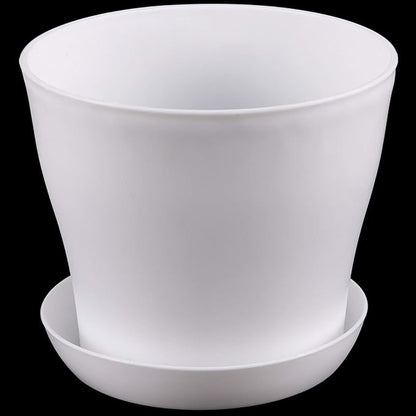 20 Pack 5.5 Inches Plastic Planters with Saucers, Modern Decorative Flower Plant Pots, Decorative Gardening Pots with Drainage for Plants, Succulents, Seed Nursery, Flower, White