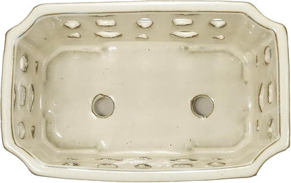 W&W Orchid Pot with Holes and Saucer for Repotting, Cream White, 9.7 Inches