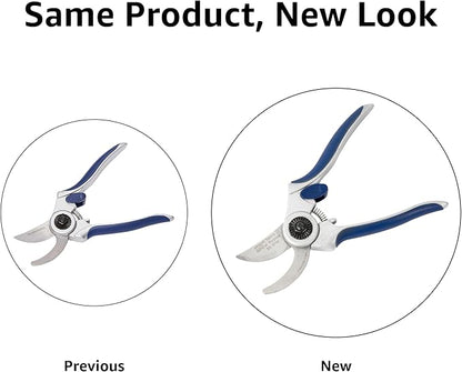 Amazon Basics Professional Hand Pruners, Pruning Shears for gardening, 7-inch Steel Bypass Garden Scissors, Blue