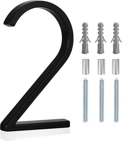5" Floating Stainless Steel Address House Number, Modern Metal Anti-Rust House Numbers with Nail Kits for Door Garden Mailbox Decor Visibility Signage (2)