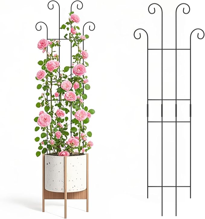 2 Set 32'' Taller Plant Trellis for Climbing Plants Indoors & Outdoor, Garden Metal Trellis Plant Support for Potted Plants, Houseplants, Flowers Vine, Ivy, Pothos, Monstera