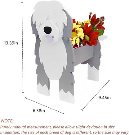 English Shepherd Dog Planter Plant Pots,Cute Dog Flower Planter,Gifts for Pet Lovers,Unique Animal Plant Pots,Office,Indoor Outdoor Garden Decor(9.45 * 6.38 * 13.39in)