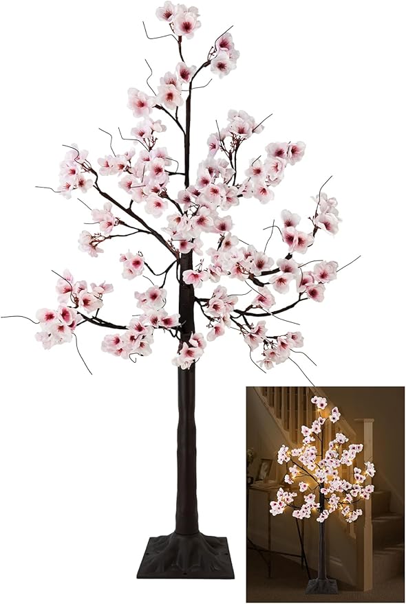 Uieke Cherry Blossom Tree, 6FT 96 Fairy Lights Artificial Lighted Tree for Home Inside Outdoor Spring Wedding Party Festival Decor, Warm White
