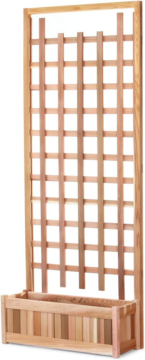 All Things Cedar PL30-T 2-Piece Planter with Trellis Screen | Handcrafted Western Red Cedar | Includes Planter Boxes & Trellis Screen | Untreated Cedar for Indoor & Outdoor Use