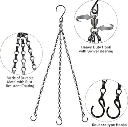 Heybe Swivel Hanging Basket Chains 23 Inches 3 Leads Hanging Chains Flower Pot Hanger Replacement Plant Hangers for Planters and Lanterns, Pack of 3 (3 Legs-Swivel)