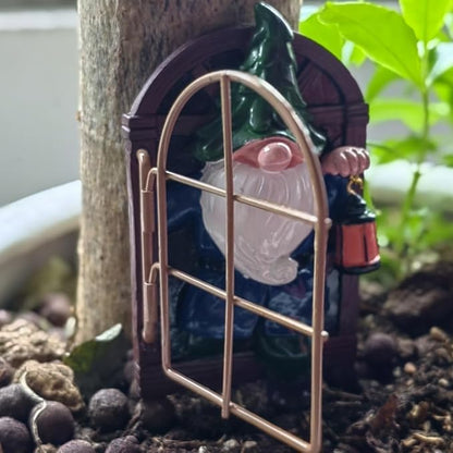 Gnome Open The Door Garden Decor Resin Tree Faces Decor Outdoor Fairy Garden Patio Lawn Porch (Blue)
