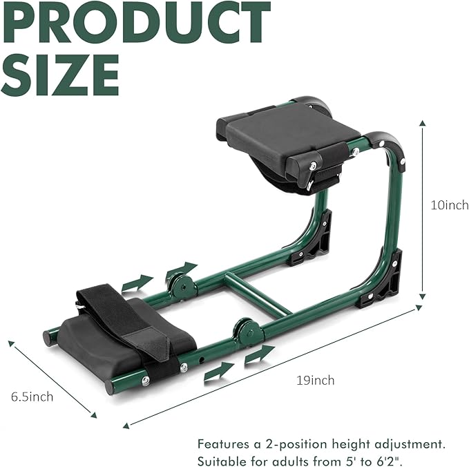 Ergonomic Knee Seat, Foldable 2-in-1 Garden Kneeler and Seat, with Adjustable Kneeling Pad and Soft Seat Cushion, Supports Up to 350 LBS