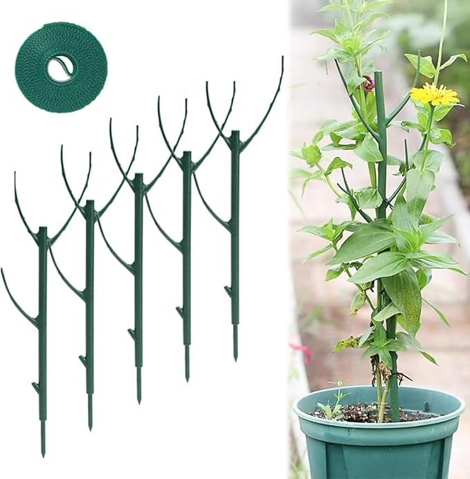 5 Pack Stackable Monstera Plant Support,Monstera Stakes and Garden Climbing Plant Support for for Indoor Plants,Climbing and Potted Plants, Flower, Vine(with Plant Tie)